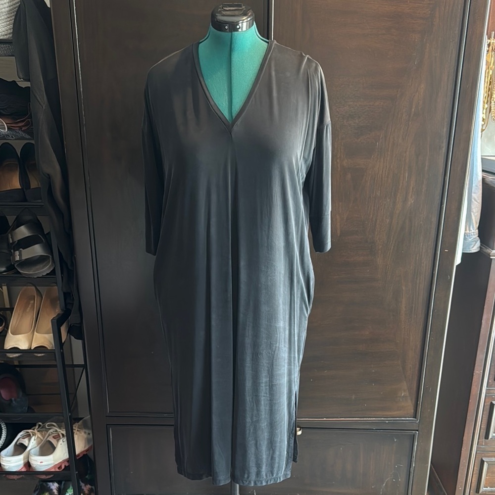 Dolan Black Sheath Midi Dress V-Neck 3/4 Sleeve